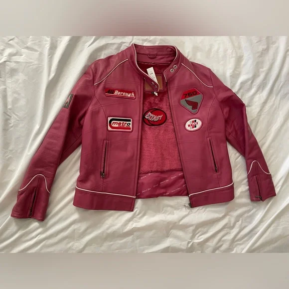 extasy fuschia pink leather moto jacket - Picture 14 of 14